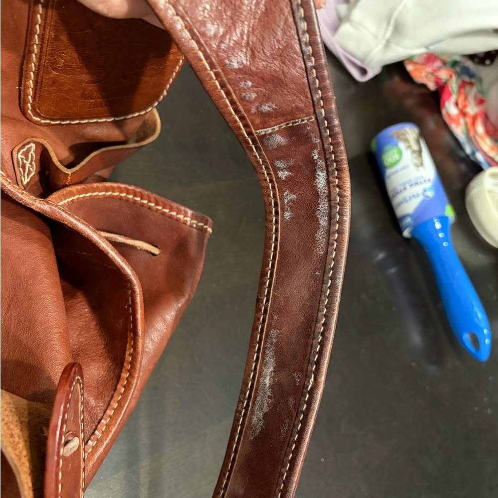Moschino Camel Leather Crossbody Backpack - Picture 9 of 14